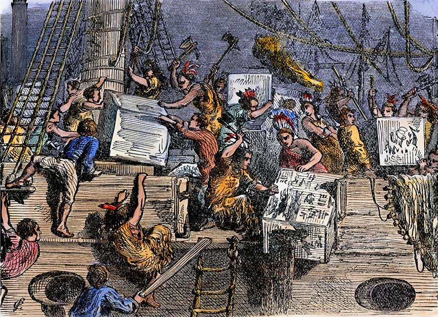 Americas rebelion against tea tax illustration of the incident