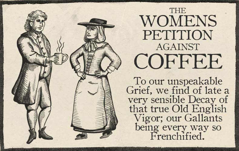 women petition against coffee illustration by Martakis