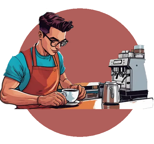 Barista making coffee and latte art illustration