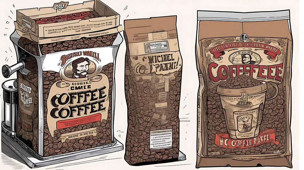 Packed coffee beans illustration