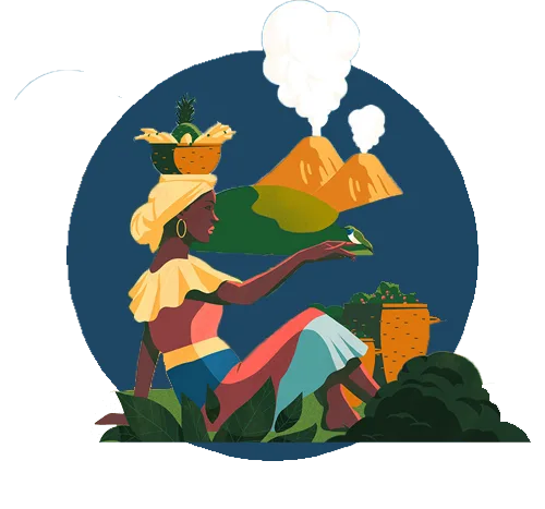 Coffee bean belt illustration volcanoes